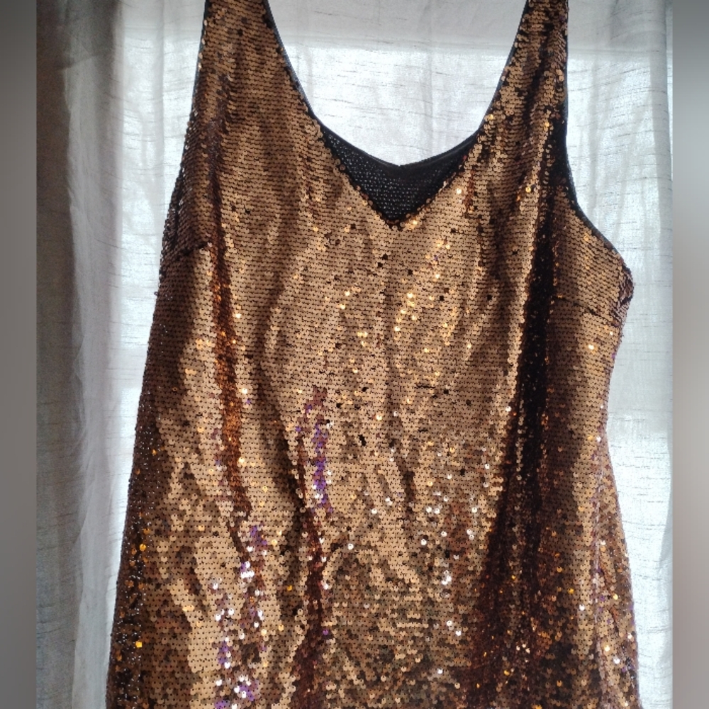 City chic gold sequin 24 tank top